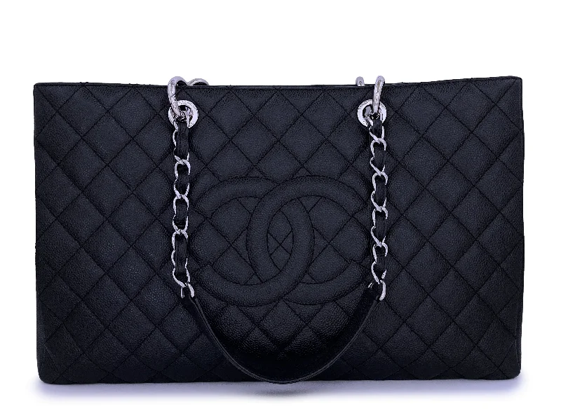 Chanel Black Caviar XL GST Grand Shopper Shopping Tote Bag SHW