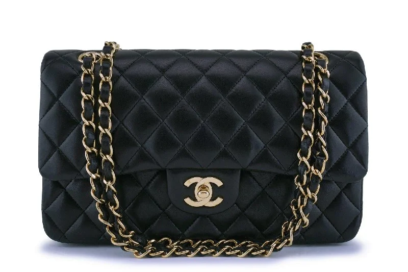 Chanel Black Lambskin Medium Classic Double Flap Bag 24k GHW