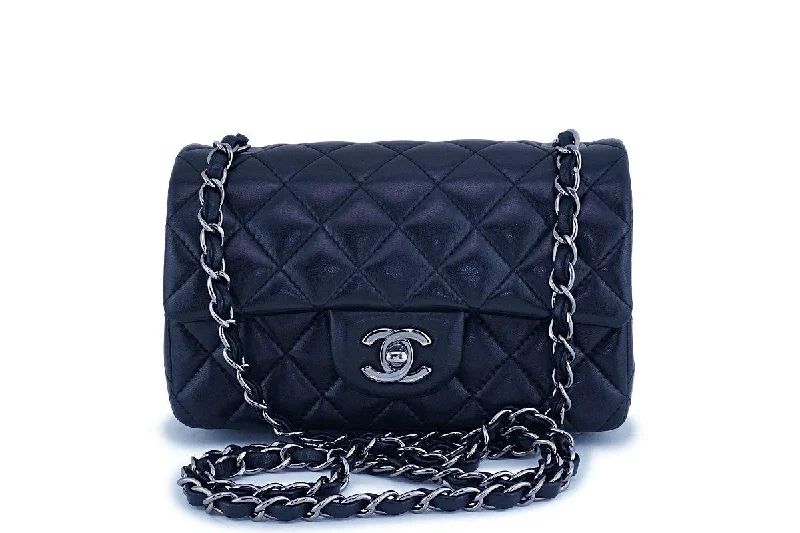 Chanel Black Lambskin Rectangular Classic Flap Bag RHW