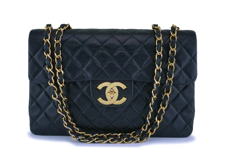 Chanel Black Lambskin Vintage Lambskin Maxi "Jumbo XL" Classic Flap Bag 24k GHW