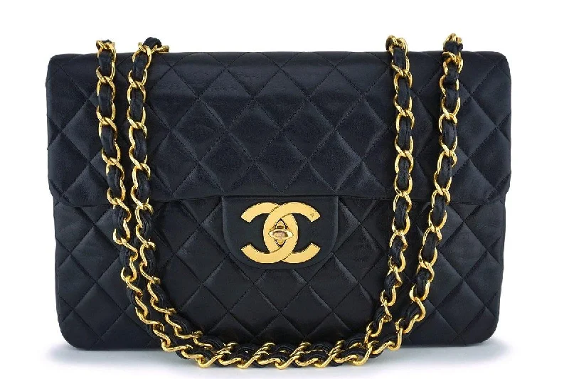 Chanel Black Lambskin Vintage Maxi Classic Flap Bag 24k GHW