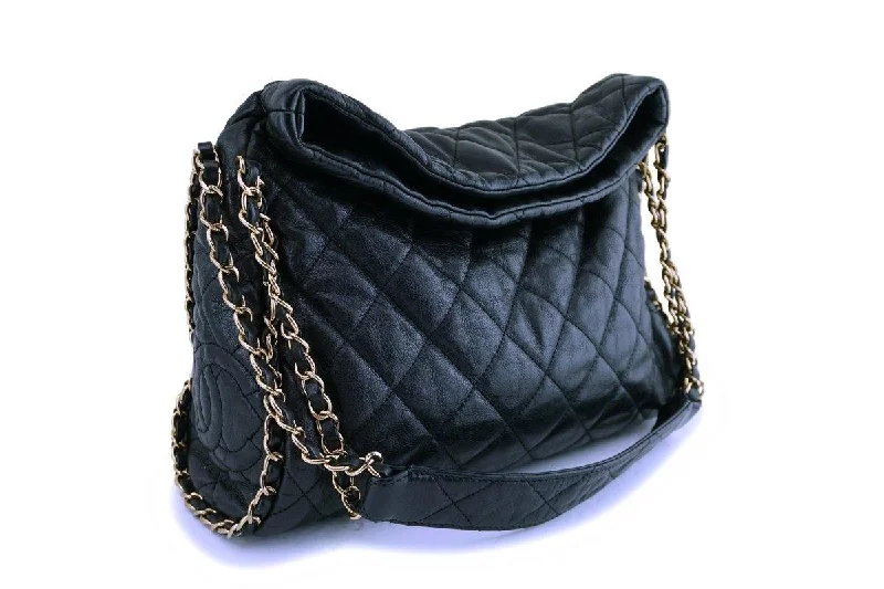 Chanel Black Quilted Chain Around Hobo Bag GHW