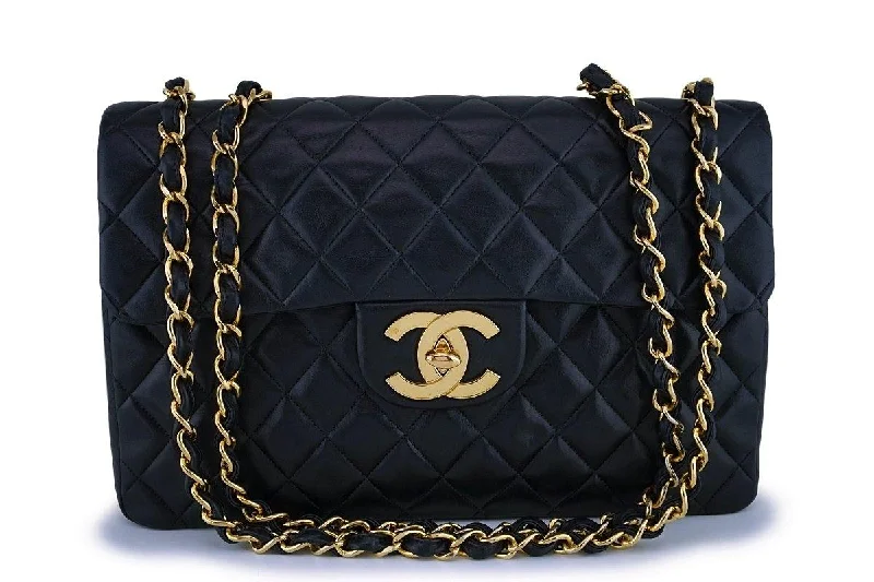 Chanel Black Vintage Lambskin Maxi "Jumbo XL" Classic Flap Bag 24k GHW