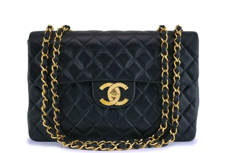 Chanel Black Vintage Lambskin Maxi "Jumbo XL" Classic Flap Bag 24k GHW