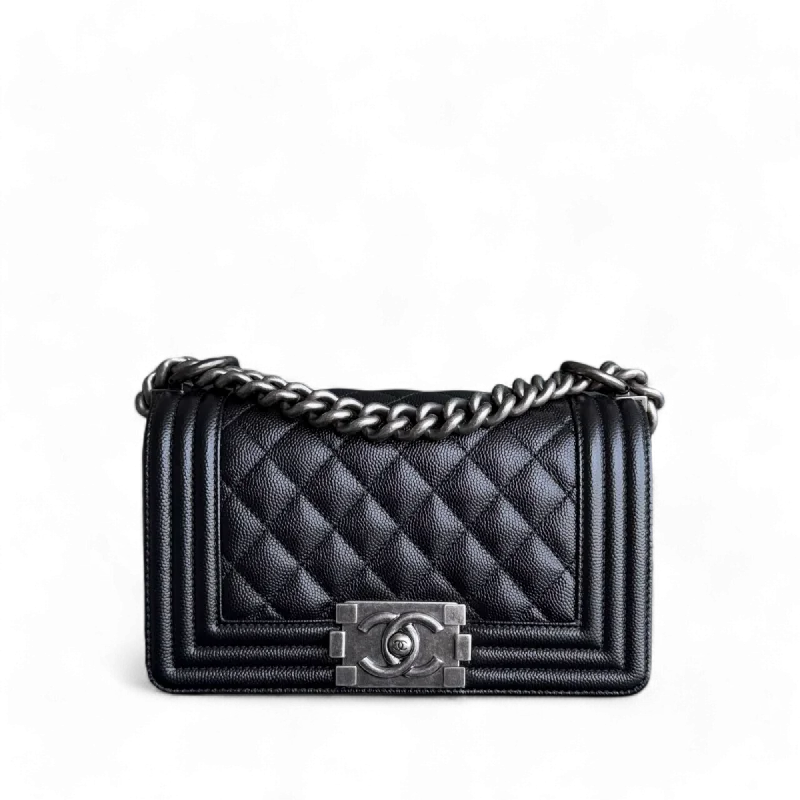 Chanel Boy Small - Caviar Quilted 20CM Black Ruthenium Silver Hardware Series 27