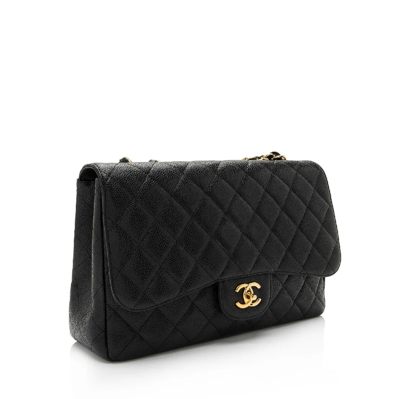 Chanel Caviar Leather Classic Jumbo Single Flap Bag (aj9aYt)