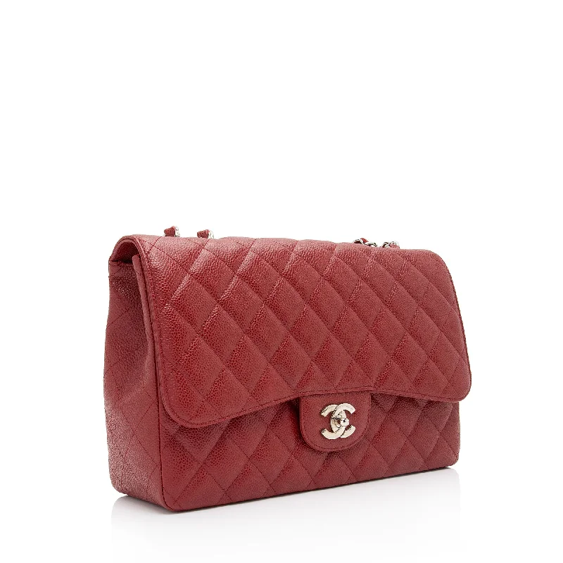 Chanel Caviar Leather Classic Jumbo Single Flap Bag (xdYaEs)