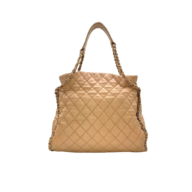 Chanel 2011 Quilted Chain Me Hobo Beige Clair