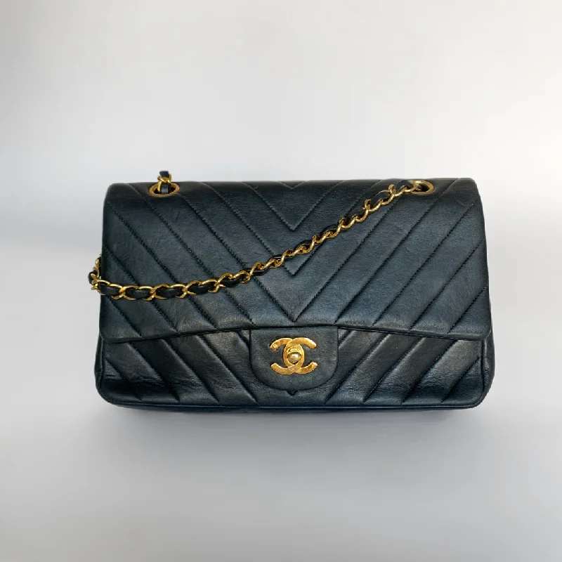 Chanel Chevron Classic Double Flap Bag Medium Lambskin Leather