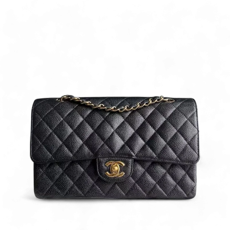 Chanel Classic Flap Medium - Caviar 25CM Quilted Black Gold Hardware Series 13