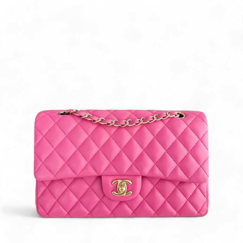 Chanel Classic Flap Medium - Quilted Lambskin Hot Pink Gold Hardware Series 18