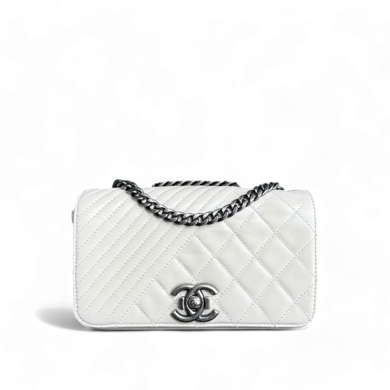 Chanel Coco Boy Small - Seasonal Flap Glazed Calfskin White Ruthenium Silver Hardware Series 20