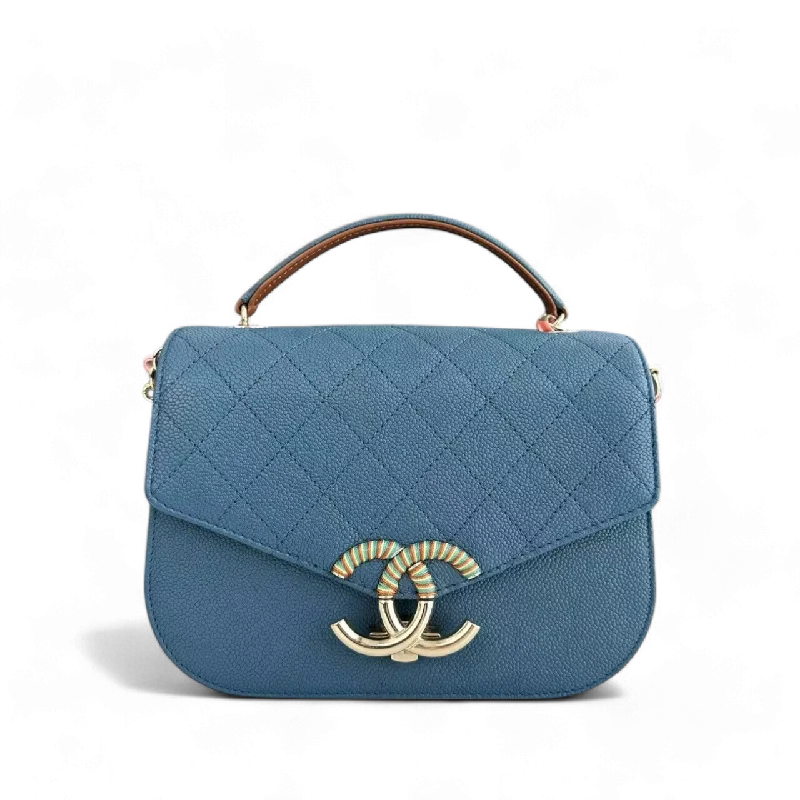 Chanel Coco Curve Cuba - Caviar Medium Quilted Dark Blue Gold Hardware Series 23