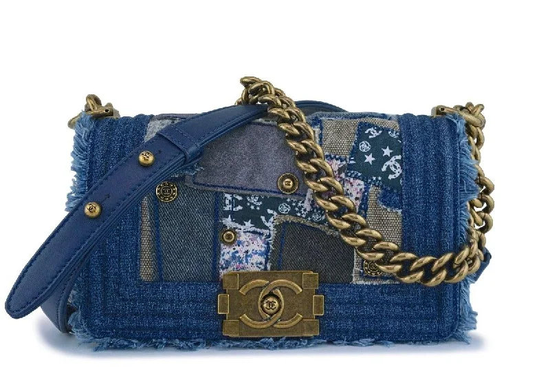 Chanel Denim Patchwork Small Boy Classic Flap Bag