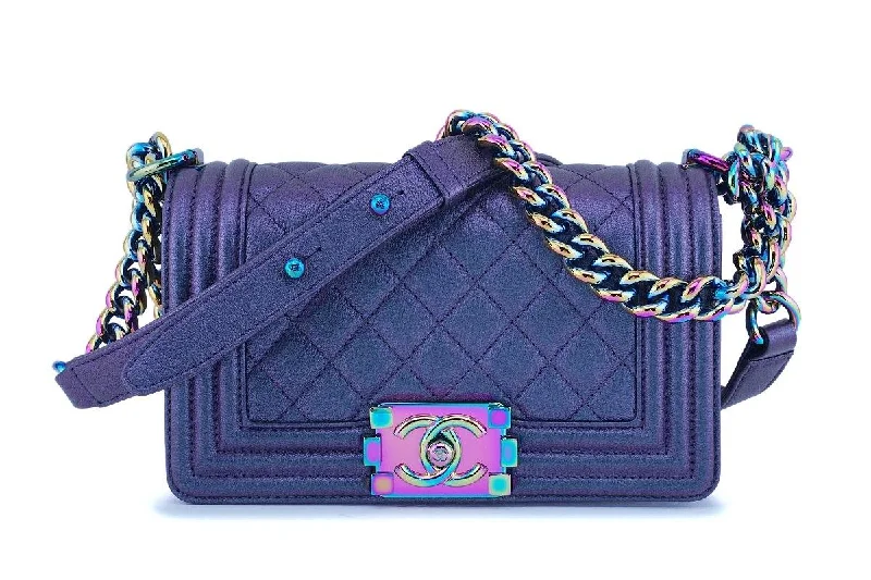 Chanel Iridescent Purple Mermaid Iridescent Small Boy Flap Bag Rainbow