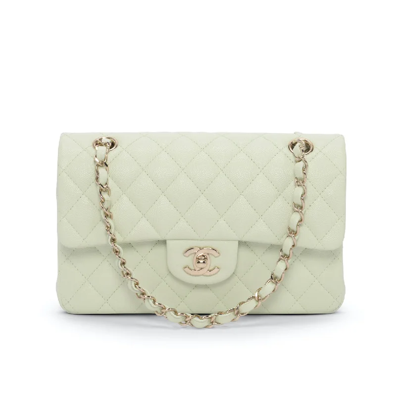 Chanel Mint Green Caviar Small Classic Double Flap Bag