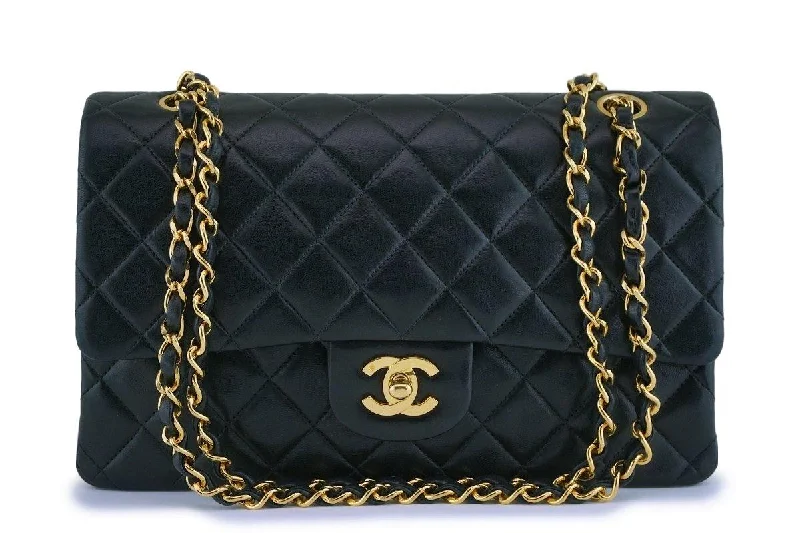 Chanel Vintage Black Lambskin Medium Classic Double Flap Bag 24k GHW