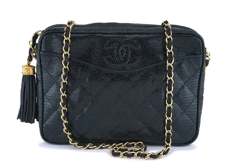 Rare Chanel Vintage Lizard Classic Camera Case Bag GHW