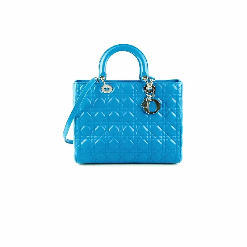 Dior Large Lady Dior Turquoise Cannage Lambskin