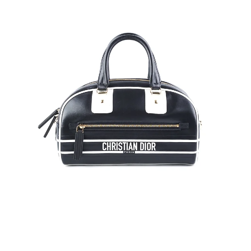 Dior Small Dior Vibe Zip Bowling Bag Black and White Smooth Calfskin