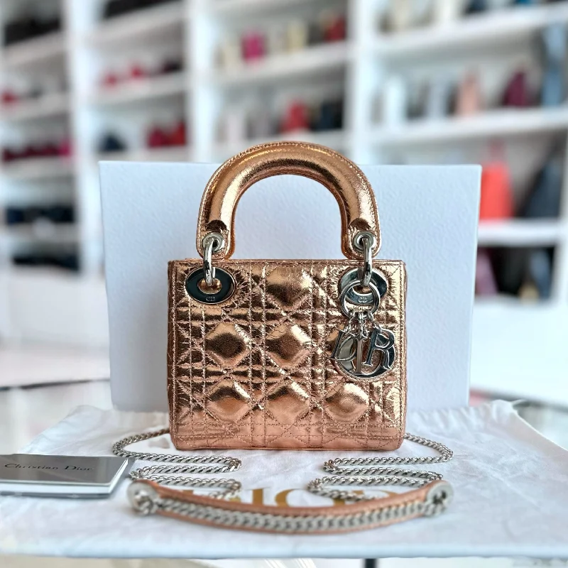 *Chain Strap* Lady Mini Metallic Cannage Rose Gold SHW